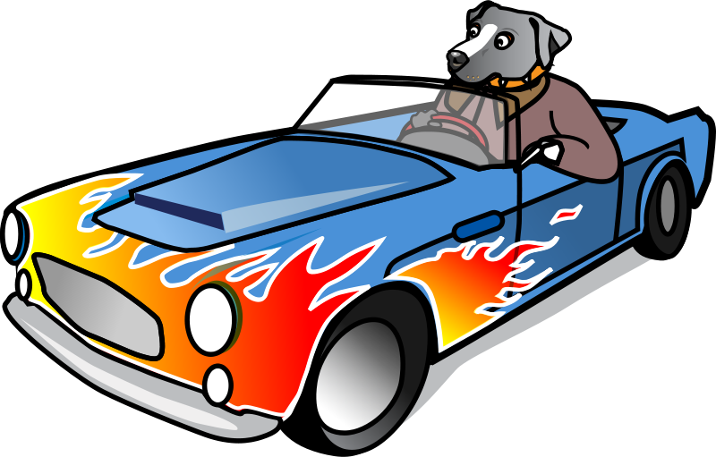 Dog Driving Race Car Cartoon