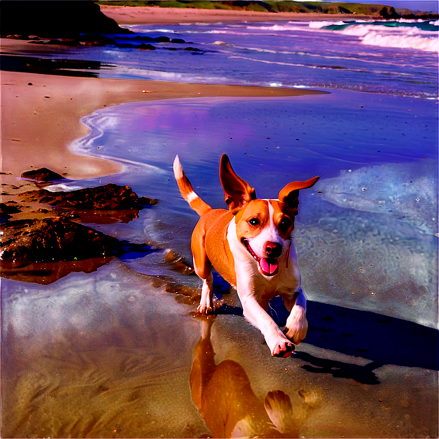 Dog Running Across Beach Png 31