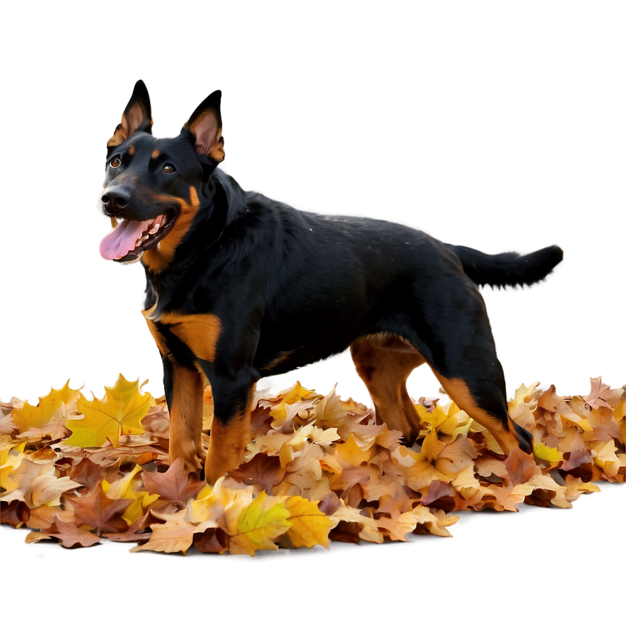 Dog Running Through Leaves Png 4