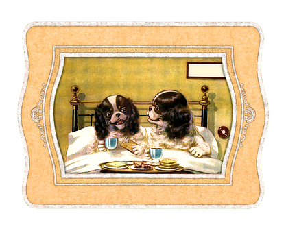 Dogs_ Breakfast_in_ Bed_ Vintage_ Illustration