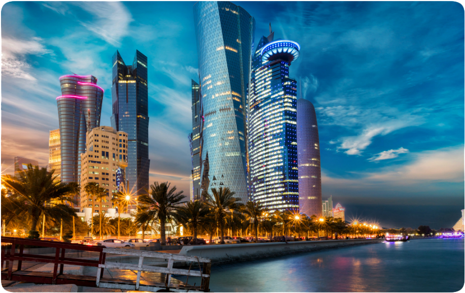 Doha Skyline Twilight Qatar