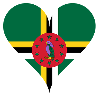 Dominica Flag Heart Shaped