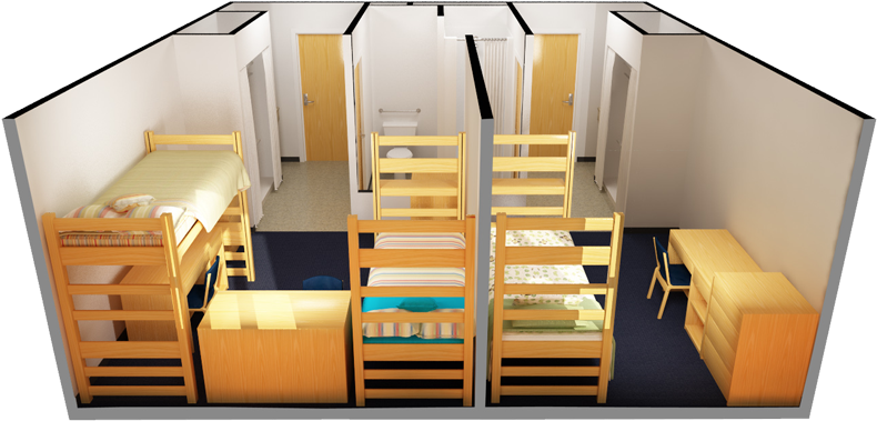 Dormitory Room Layout3 D View