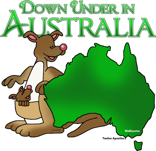 Down Under Australia Kangarooand Map