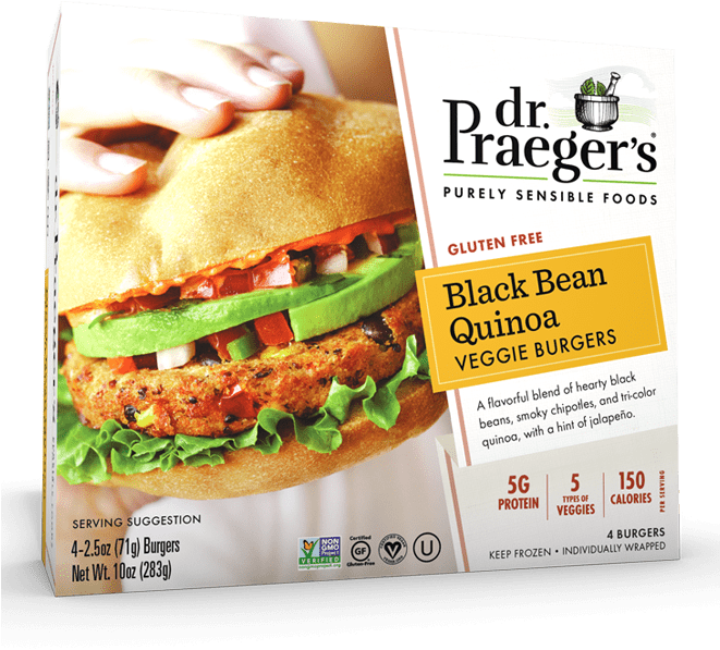 Dr Praegers Black Bean Quinoa Veggie Burgers Box