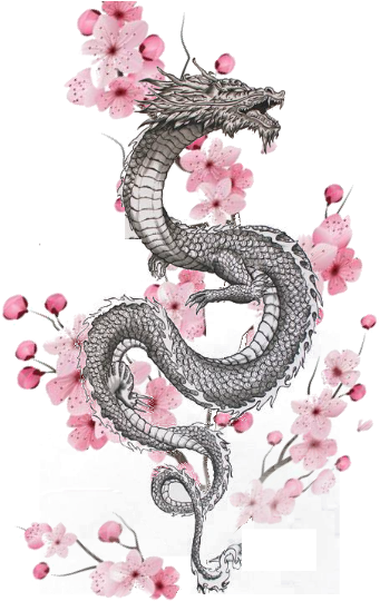 Dragon Cherry Blossom Tattoo Design