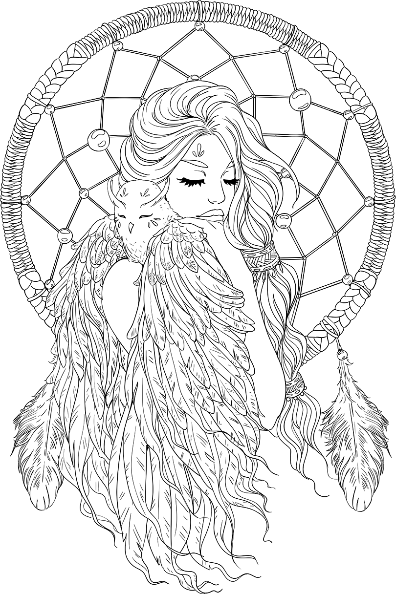 Dreamcatcher Angel Coloring Page