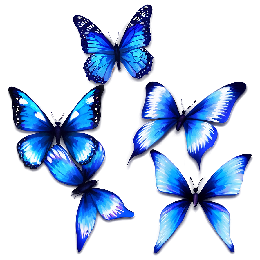 Dreamy Blue Butterflies Png Dvj30