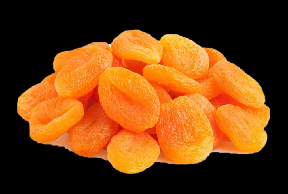 Dried Apricots Black Background