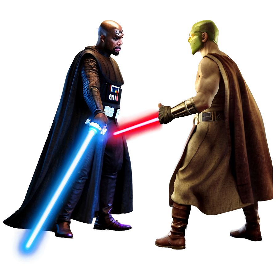 Dual Lightsabers Combat Png 05042024