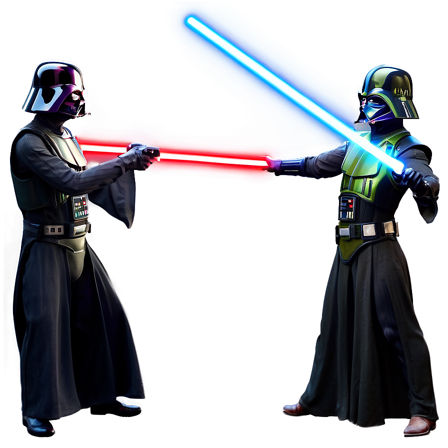 Dual Lightsabers Combat Png 1