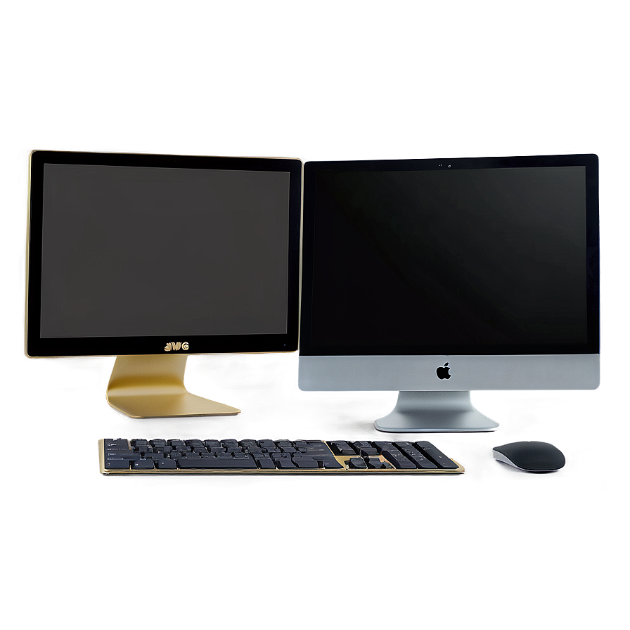 Dual Monitor Computer Mockup Png 06282024