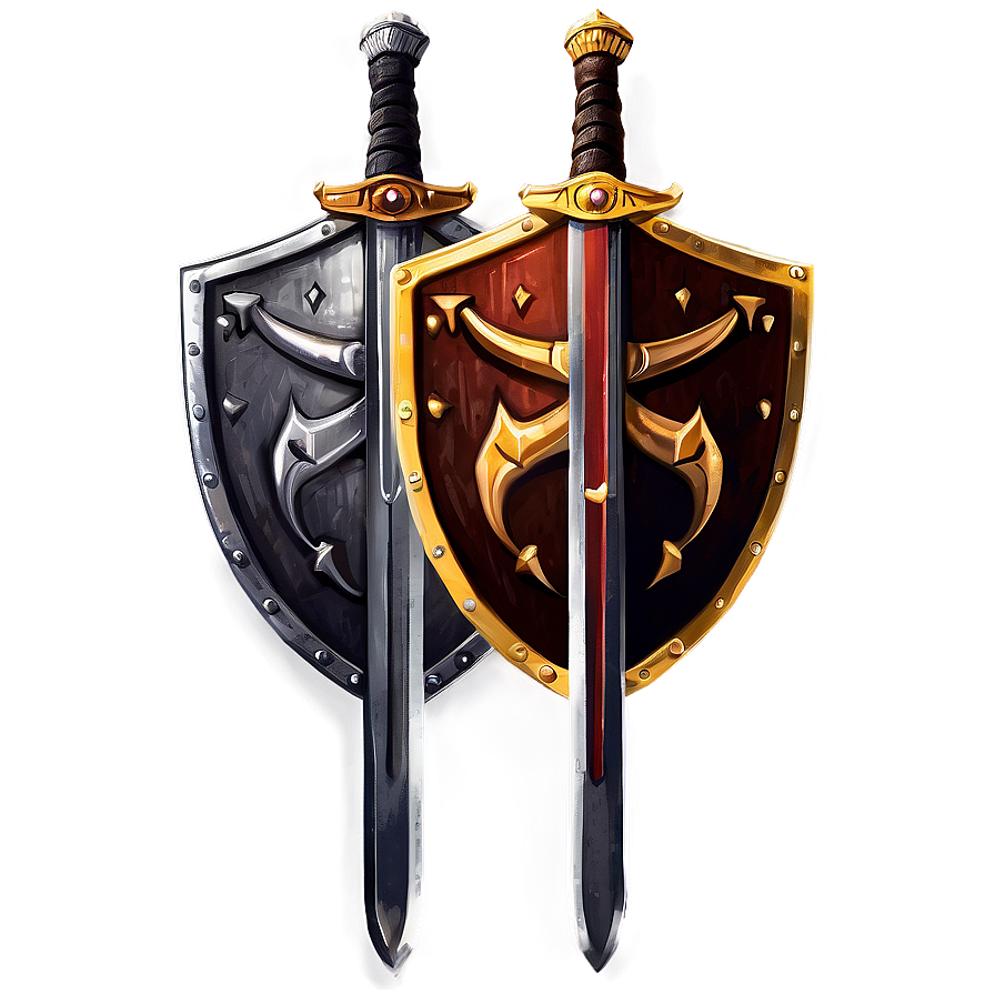 Dual Sword And Shield Artwork Png Qiw12