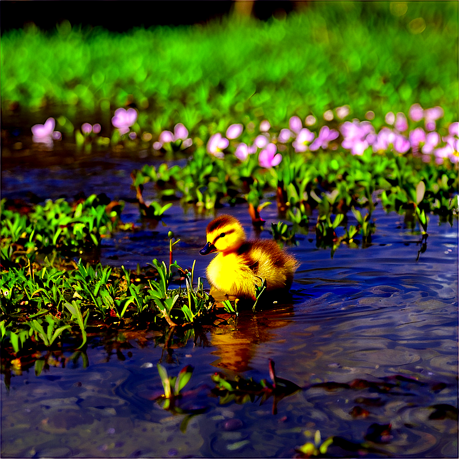 Duckling In Field Png Nns58