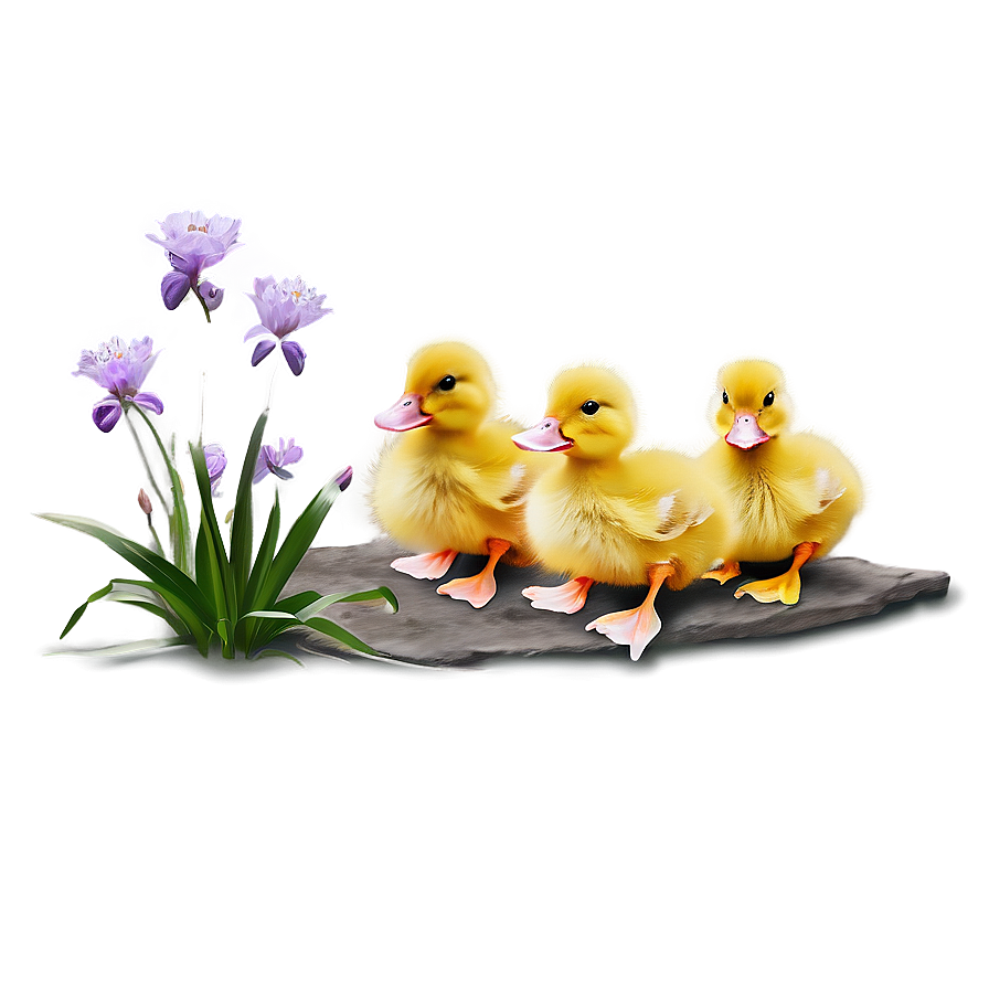 Duckling With Flowers Png Bdw