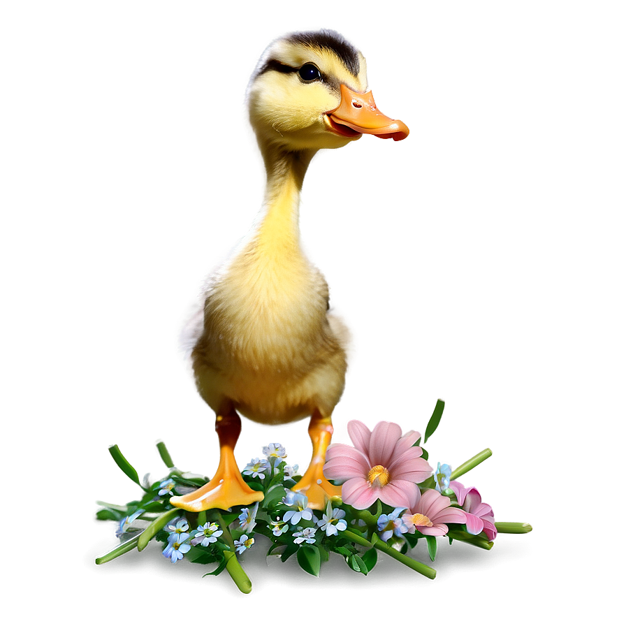 Duckling With Flowers Png Cfk