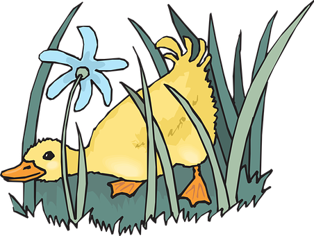 Ducklingin Grass Illustration