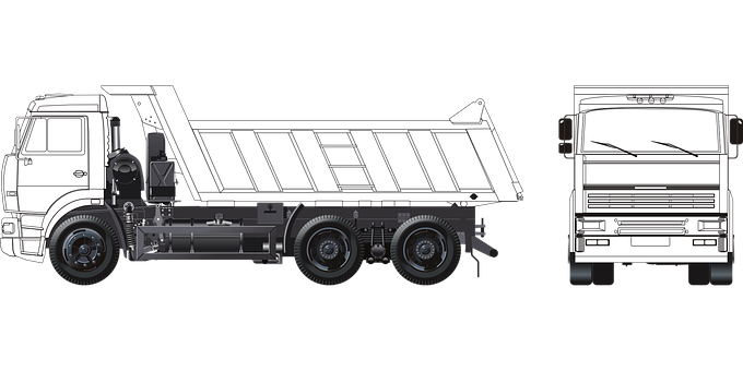 Dump Truck Sideand Front View