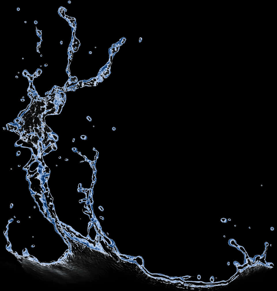 Dynamic Blue Water Splashon Black Background