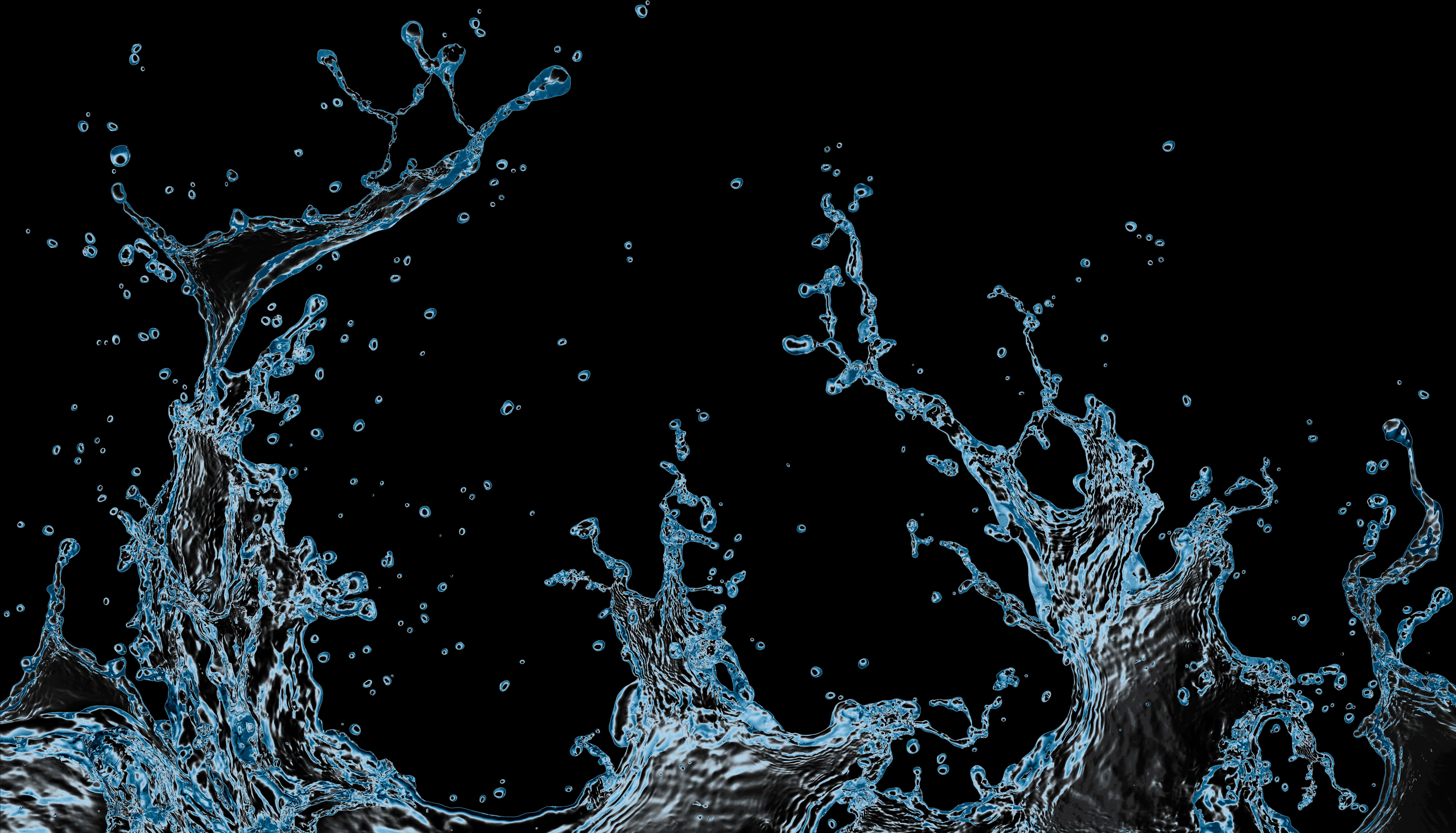 Dynamic Blue Water Splashon Black Background