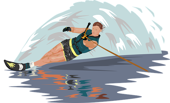 Dynamic Water Skiing Illustration