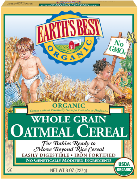 Earths Best Organic Whole Grain Oatmeal Cereal Box