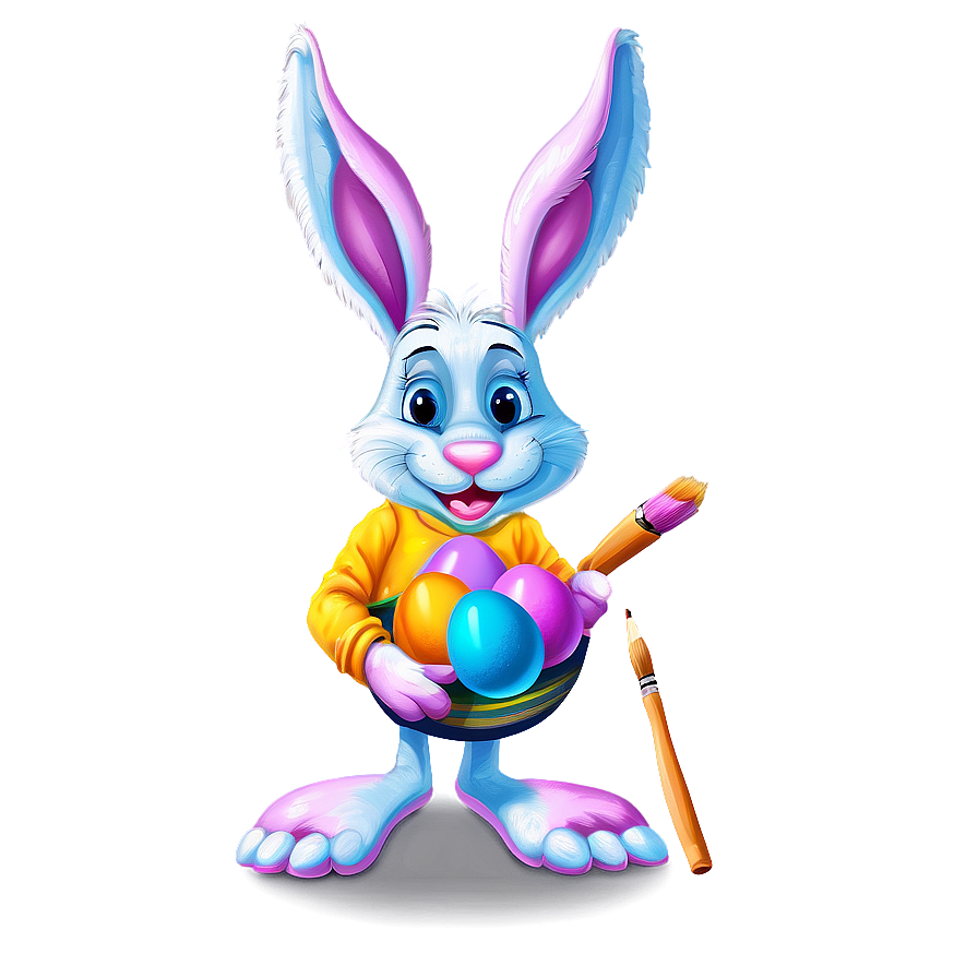 Easter Bunny Painting Eggs Png Hyg25