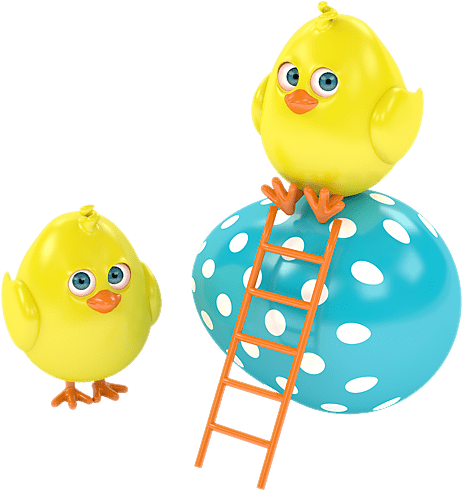 Easter Chicks Climbing Egg