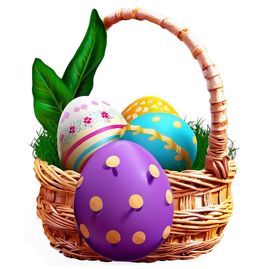 Easter Eggs Basket Png Rid