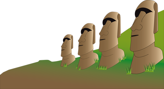 Easter Island Moai Statues Illustration