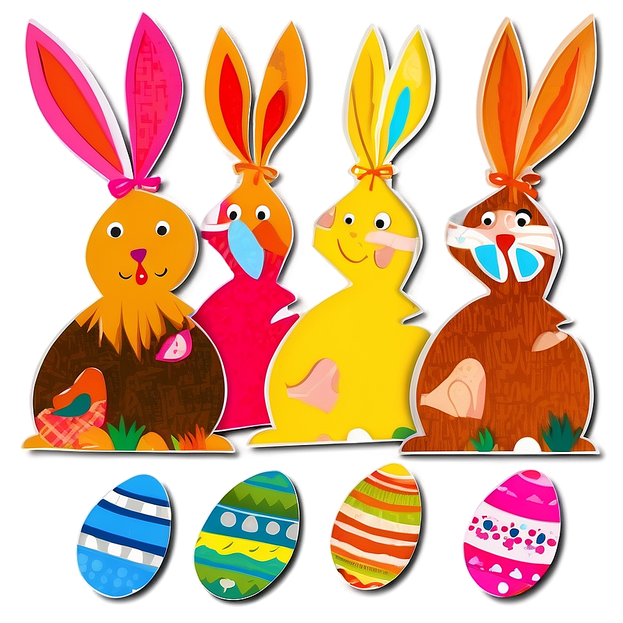 Easter Paper Cut Out Bunnies Png 06282024