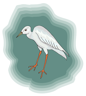 Egret Illustration Sticker Design