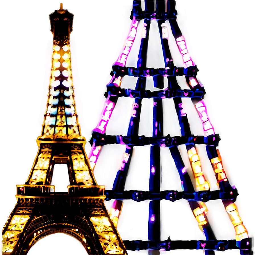 Eiffel Tower Christmas Lights Png Ong