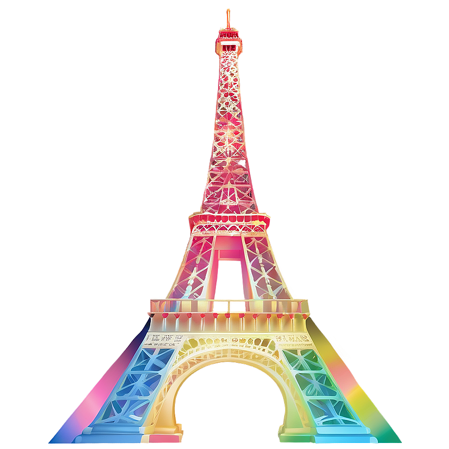 Eiffel Tower Rainbow Effect Png 05212024