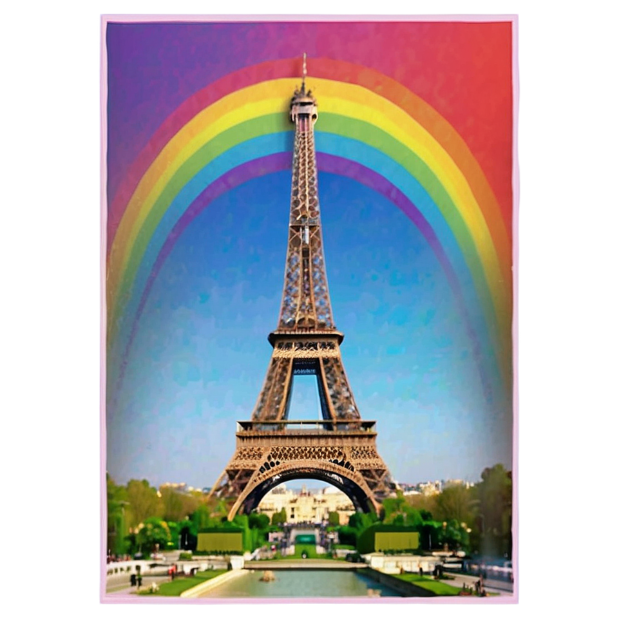 Eiffel Tower Rainbow Effect Png Hkf75