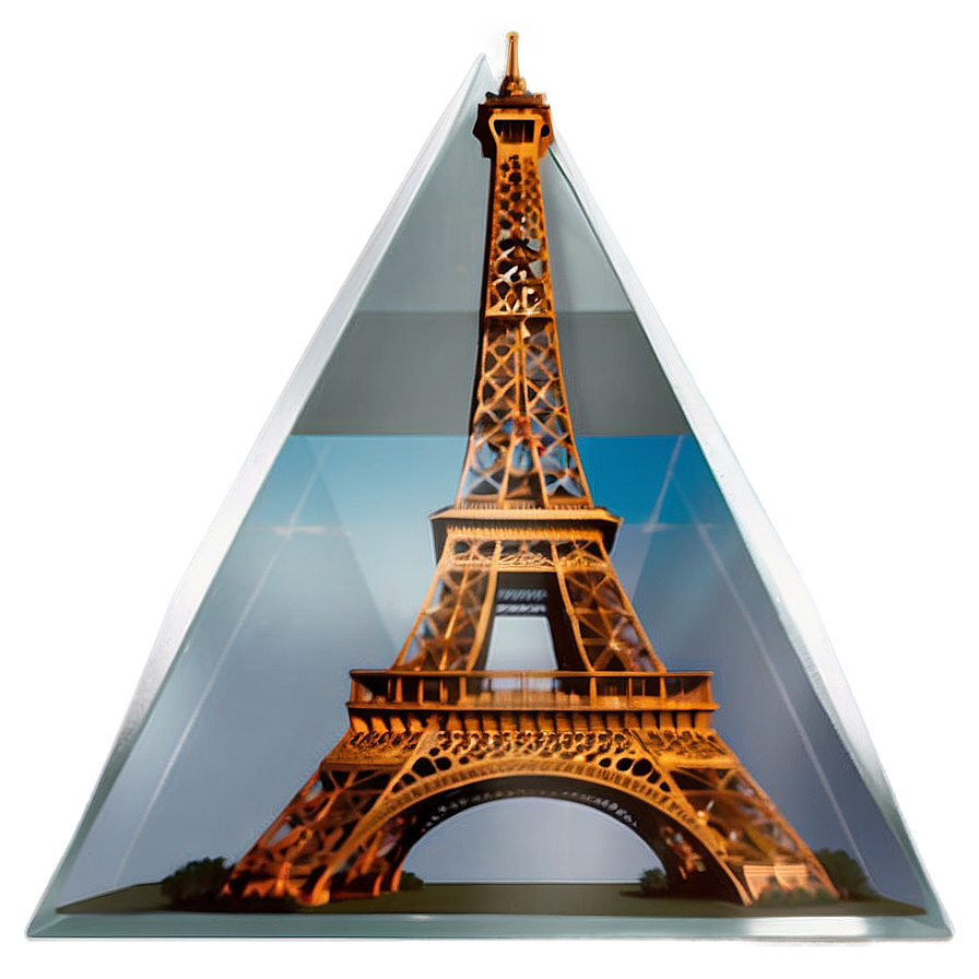 Eiffel Tower Through Glass Pyramid Png Mfa44