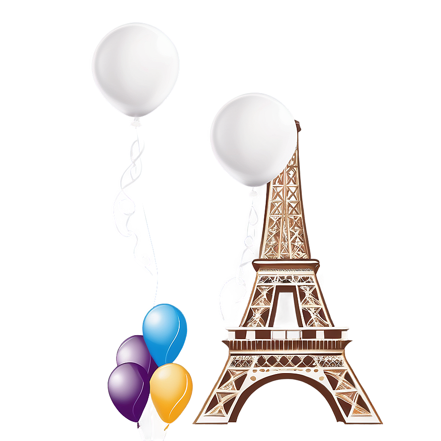 Eiffel Tower With Balloons Png Sof