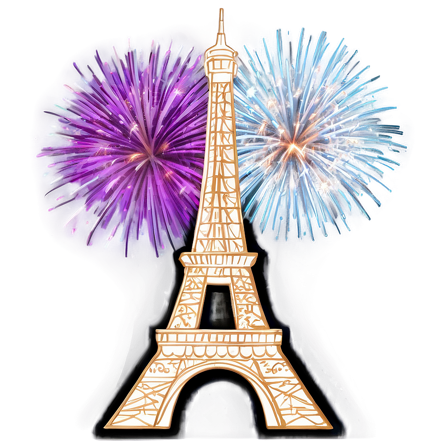 Eiffel Tower With Fireworks Background Png 8