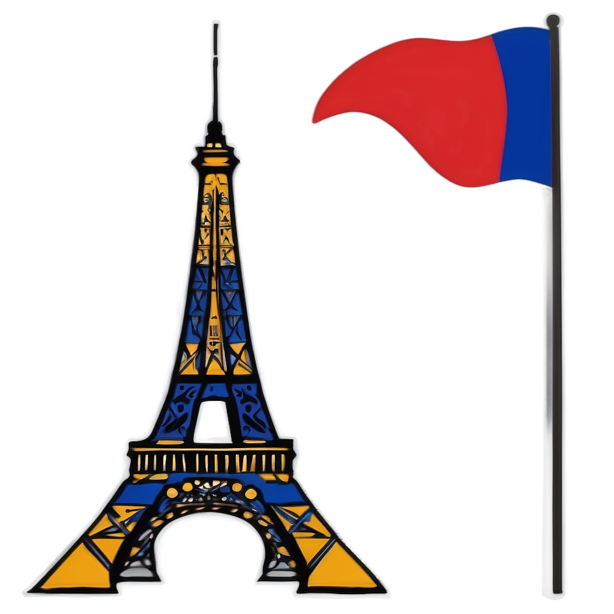 Eiffel Tower With French Flag Png Tea