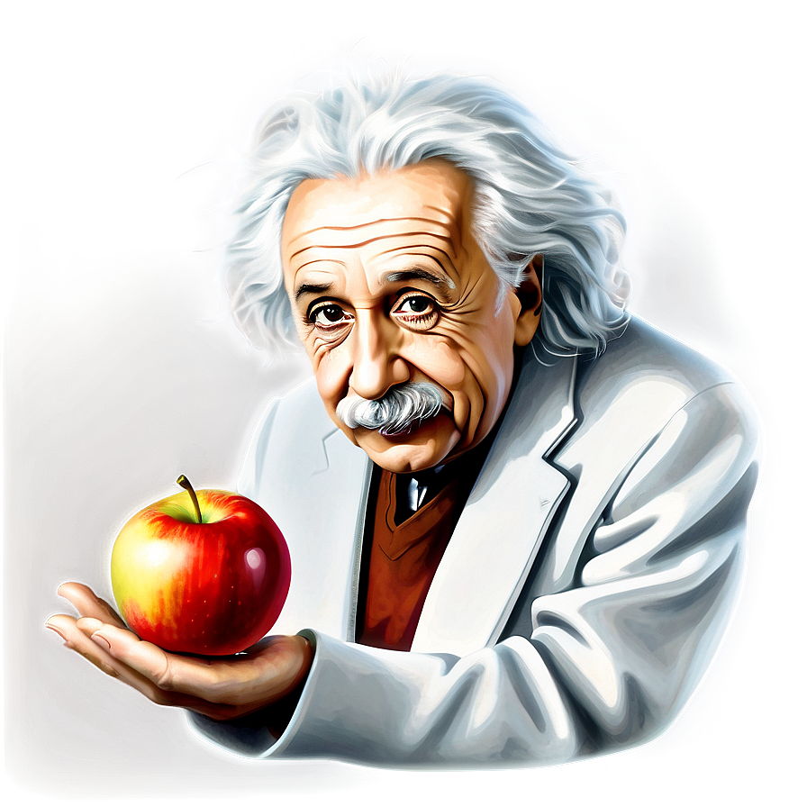 Einstein With Apple Png 06242024