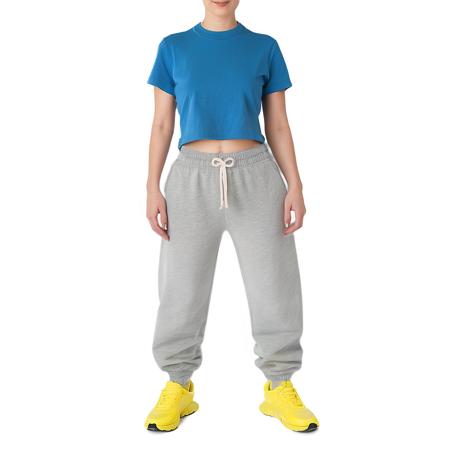 Elastic Waist Grey Sweatpants Png 06282024