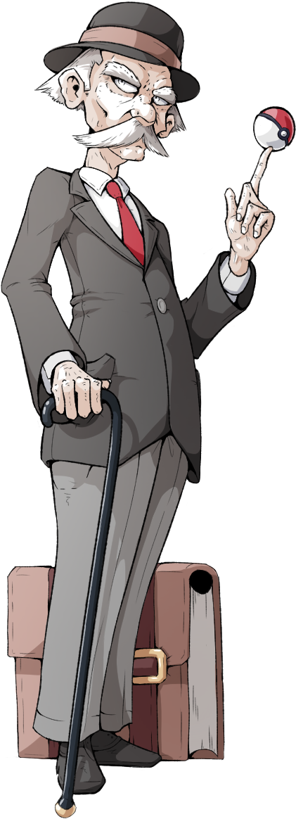 Elderly Anime Gentlemanwith Caneand Pokeball