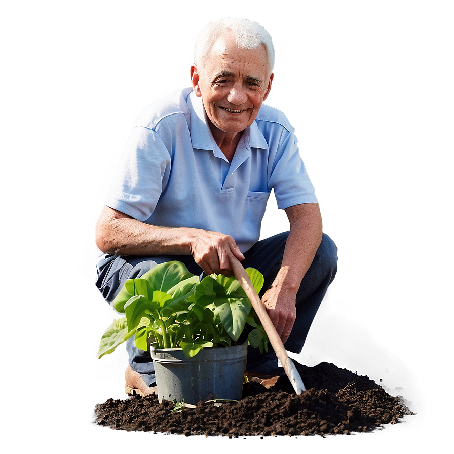 Elderly Man Gardening Png Bda18