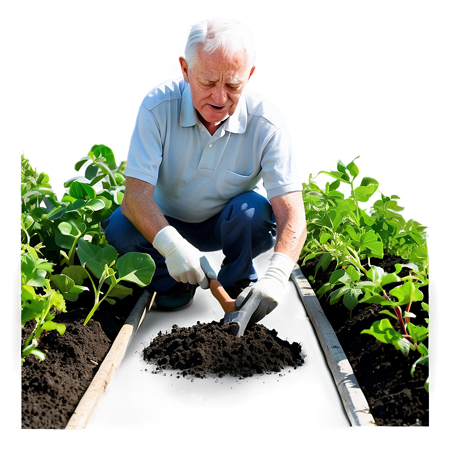 Elderly Man Gardening Png Eff