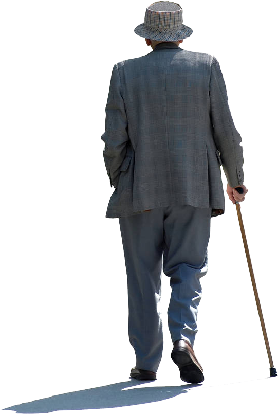 Elderly Manwith Walking Stick