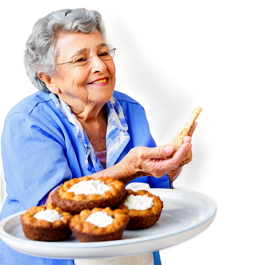 Elderly Woman Baking Png Uod