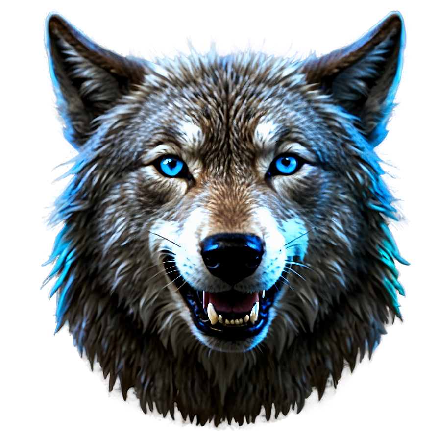 Electric Blue Wolf Face Png Toe35