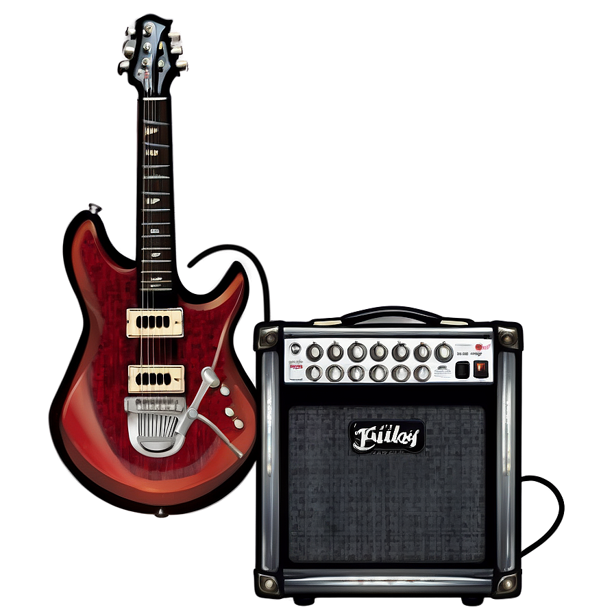 Electric Guitar With Amp Png Vkb