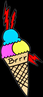 Electric Ice Cream Cone Tattoo Design