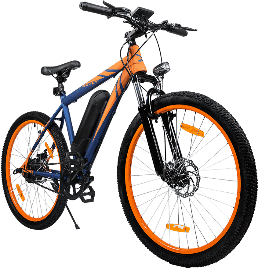 Electric Mountain Bike Orange Blue